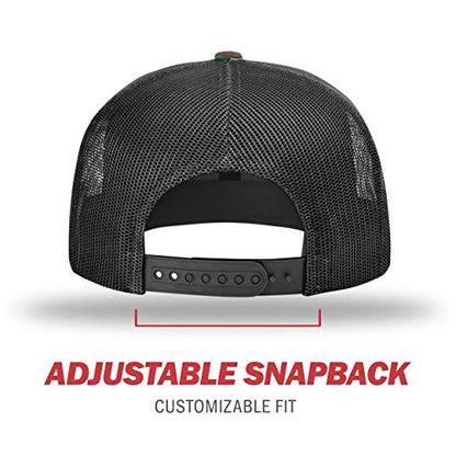Richardson Unisex 511 Flatbill Trucker Adjustable Snapback Baseball Cap - color: Green Camo/Black