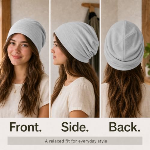 vidsel 100% Cotton Slouchy Beanie, Lightweight Summer Hats for Women Men - color: 1pc Light Gray, size: Large