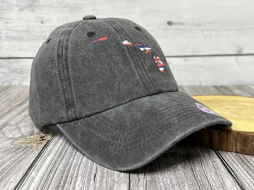 America State City Flag Hats - color: Hawaii Flag (Washed Black)
