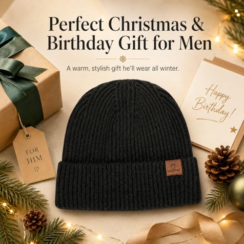 Oversize XXL Winter Beanie Knit Hat for Men - color: E1-black