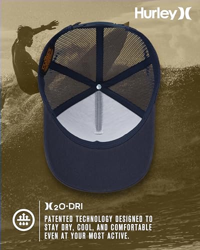 Hurley Mens Trucker Hat Fairway Mesh Trucker Hat, Quick Dry Snapback - color: Navy