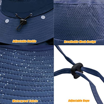 Fishing Hat for Men & Women, Sun Protection Hat with Face Cover & Neck Flap - color: Dark Blue