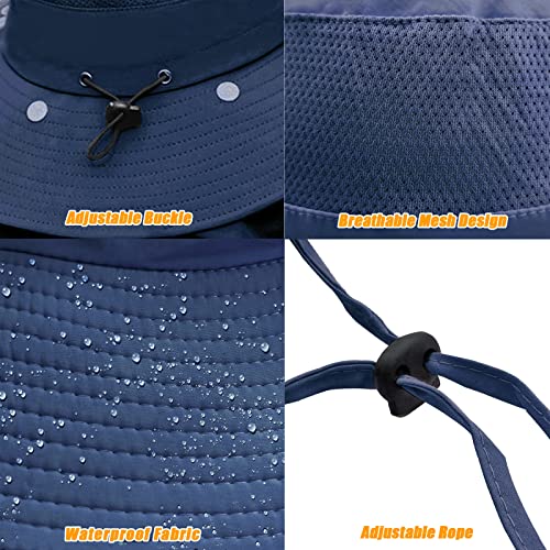 Fishing Hat for Men & Women, Sun Protection Hat with Face Cover & Neck Flap - color: Dark Blue