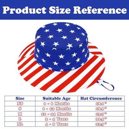 Sarfel Baby Sun Hat Summer Baby Boy Hats UPF 50+ Sun Protection Toddler Hat Bucket for Baby Girl Adjustable Kid Cap - color: American Flag, size: 12-24 Months