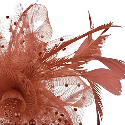 AQOKKA Women Fascinators Hats Flower Fascinators with Headband and Clip Tea Party Headwear for Women and Girls - color: 1 Pc 7" Diameter / Coffee