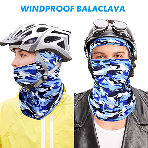 Balaclava Ski Mask, Sun Protection Breathable Face Cover Men Women - color: Camo Blue