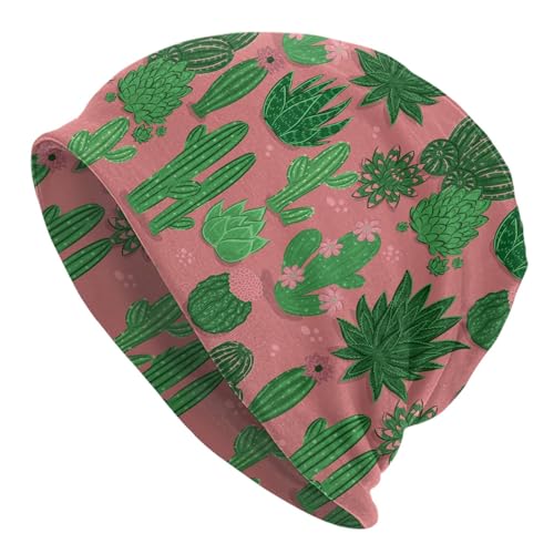 Beanie Hat for Men Women Slouchy Beanie Skull Sleep Cap Soft Lightweight Chemo Hat Stretch Cancer Headwear - color: Cactus