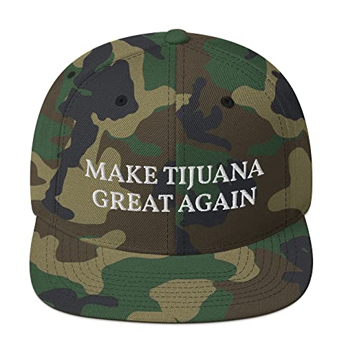 Make Tijuana Great Again Hat Flatbrim Flat Brim Snapback Hat Cap - color: Green Camo