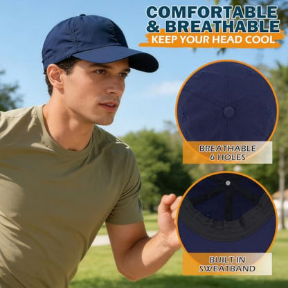 Baseball Sun Cap with Neck Flap, UPF 50+ Waterproof Sun Hat for Men Women - color: Navy Blue