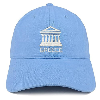 Trendy Apparel Shop Greece Embroidered Soft Crown 100% Brushed Cotton Cap - color: Carolina Blue