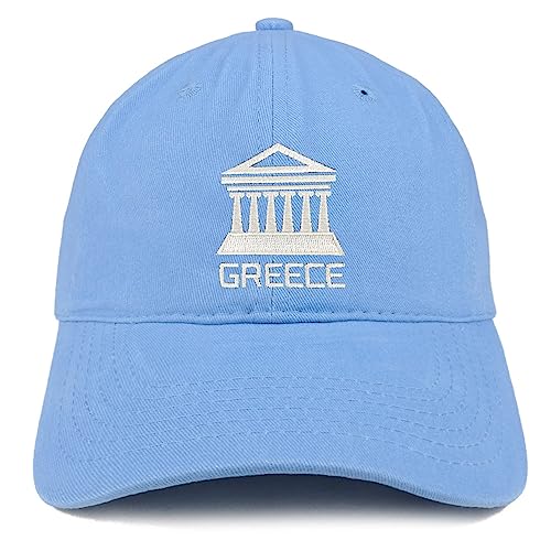 Trendy Apparel Shop Greece Embroidered Soft Crown 100% Brushed Cotton Cap - color: Carolina Blue