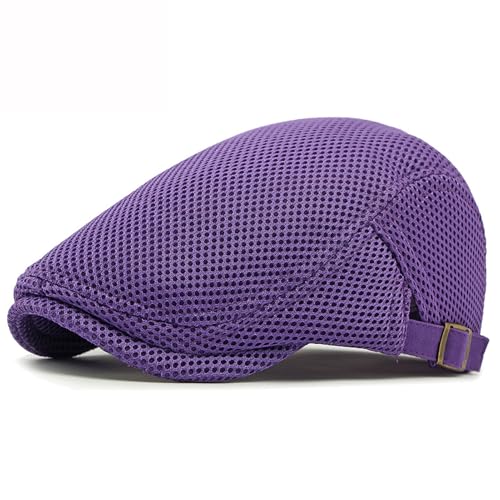 Lifup Unisex Mesh Newsboy Hat Breathable Summer Flat Cap - color: Purple