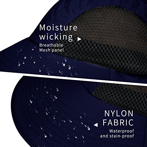 Sun Hat for Men Women with Neck Flap,UPF 50+ UV Protection Fishing Hat - color: 1pack-navysleeves