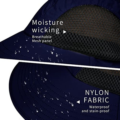 Sun Hat for Men Women with Neck Flap,UPF 50+ UV Protection Fishing Hat - color: 1pack-navysleeves