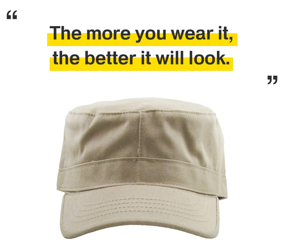 KBETHOS Cadet Army Cap Basic Everyday Military Style Hat (Now with STASH Pocket Version Available) - color: Khaki Daily Cadet, size: Medium
