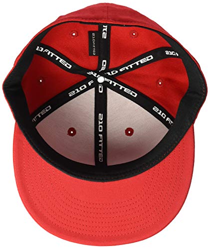 Flexfit Premium 210 Fitted Flat Brim Baseball Hat - color: Red, size: Large-X-Large