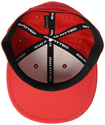 Flexfit Premium 210 Fitted Flat Brim Baseball Hat - color: Red, size: Large-X-Large