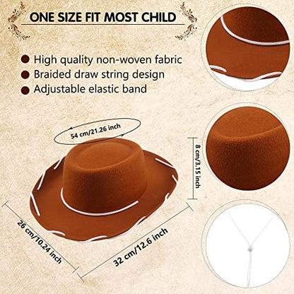 12 Pcs Child Felt Cowboy Hats Wide Brim Cowboy Cowgirl Hat Rodeo Western Hat for Kids Halloween Cosplay Accessories - color: Color Set 3