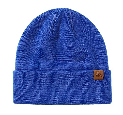 Home Prefer Mens Winter Hats Acrylic Knit Cuff Beanie Cap Warm Womens Beanie Hat - color: Bright Royal