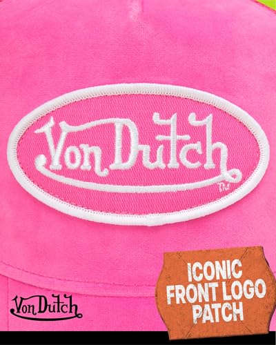 Von Dutch Unisex Velvet Trucker Hat, Curved Bill, Mesh Back, Snapback - color: Pink