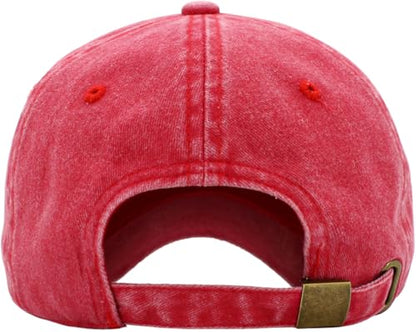 KBETHOS Classic Unisex Cotton Adjustable Low Crown Baseball Cap – Plain Dad Hat - color: Red Pigment Dyed