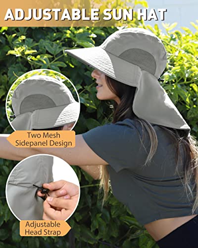 Tirrina Women's Sun Hat Wide Brim, UV Protection Sun Hats for Women - color: #1 Grey（23.6"-24"）