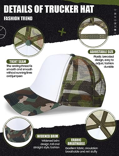 Tarpop 10 Pcs Sublimation Blank Trucker Hats Bulk - color: Camo White
