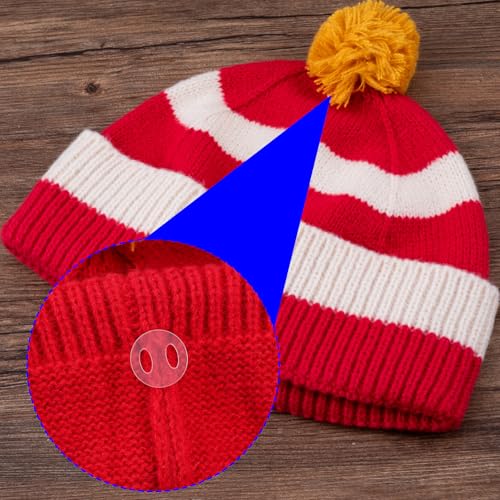 10pcs Acrylic Hat Pom Poms Buttons, 20mm Removable Knitted Hat Button, Oval Hollow Faux Fur Fastener Sewing Accessories for Crochet Knitting Beanies- Clear - color: Clear-B-10pcs