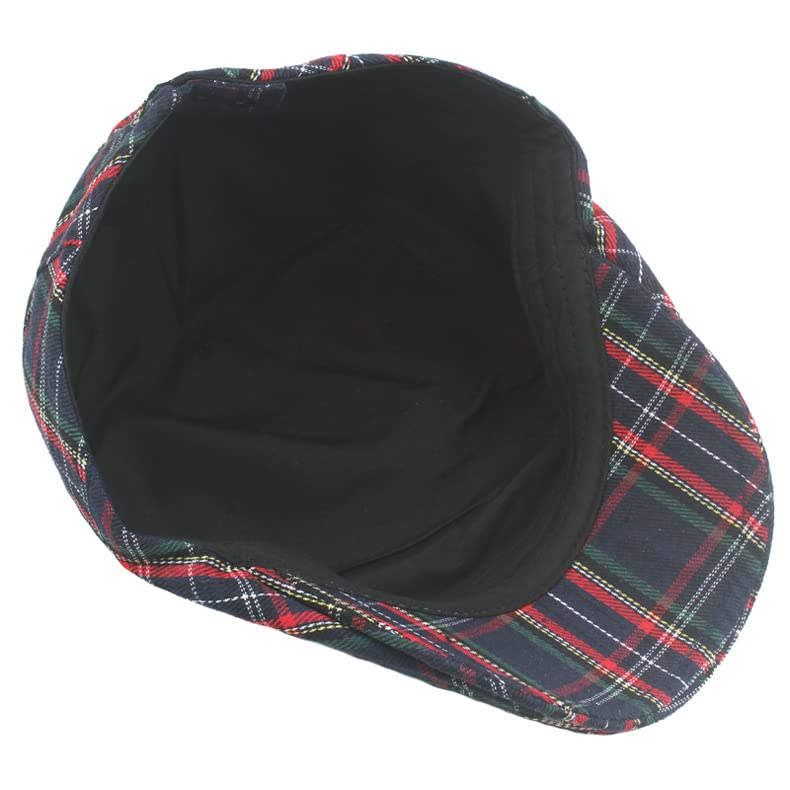 Men's Newsboy Hat Striped Plaid Cap Ivy Gatsby Cabbie Driving Irish Beret - color: Navy