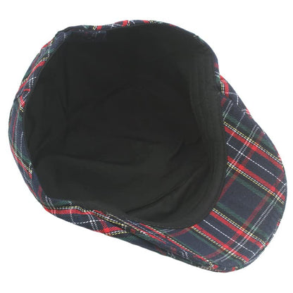 Men's Newsboy Hat Striped Plaid Cap Ivy Gatsby Cabbie Driving Irish Beret - color: Navy