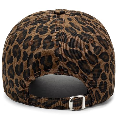 Baseball Hats for Women Men Adjustable Leopard Print Dad Trucker Hat Cotton Sun Protection Caps Sports Golf Medium - color: Dark Coffee-scratch Brim