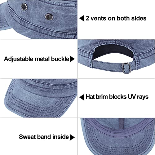 Geyoga Washed Cotton Military Cadet Army Cap - color: Navy Blue, Black