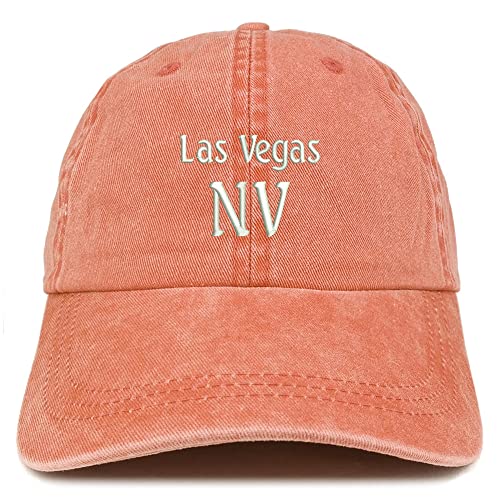 Trendy Apparel Shop Las Vegas NV Embroidered Pigment Dyed Washed Baseball Cap - color: Orange