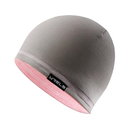 WRELS Reversible Winter Running Hat Soft Stretch Thermal Cycling Skull Cap for Women Men Double Sided Sports Hat - color: A Reversible Hat (Grey/Pink)