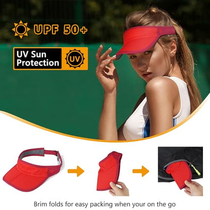 GADIEMKENSD Foldable Sun Visor Hat UPF 50+ Lightweight Adjustable - color: Wine Red