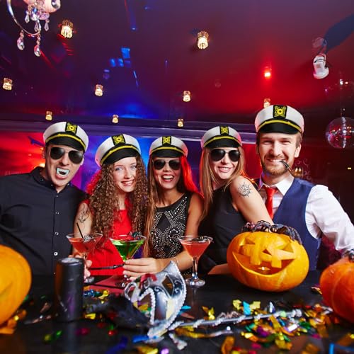 dodowin Captain Sailor Hat Set for Women Men, Yacht Rock Party Costume 4pcs - style: A-captain Hat Set