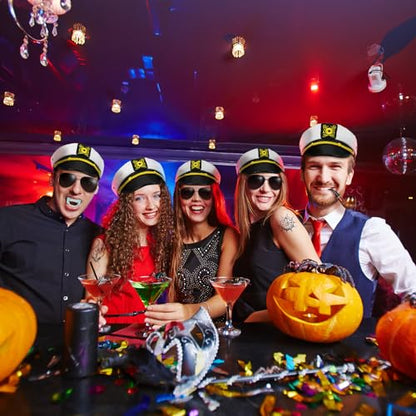 dodowin Captain Sailor Hat Set for Women Men, Yacht Rock Party Costume 4pcs - style: A-captain Hat Set
