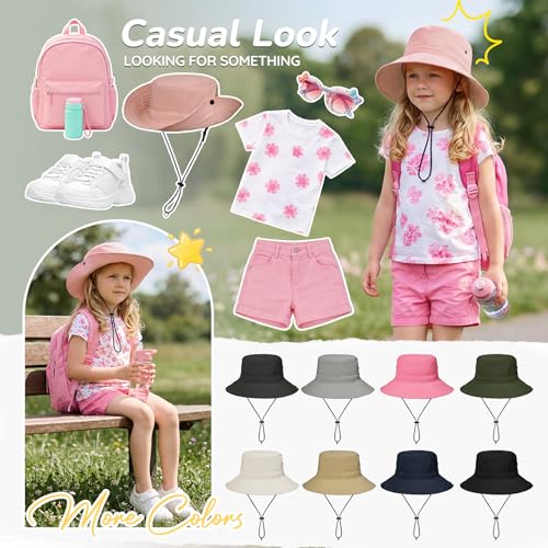 Zando Packable Kids Sun Hat UPF 50+ Girls Boys Beach Bucket Hat Summer - color: Beige, size: 8-12 Years
