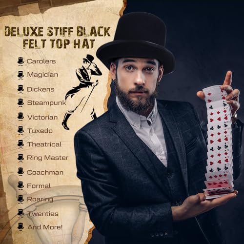Black Tall Felt Top Hat Halloween Party Hat - style: Classic Style