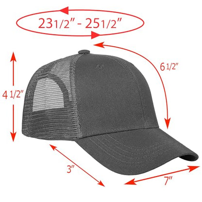 Falari Trucker Hat Baseball Cap Structured Plain Design 6 Panel, Adjustable Size - color: 1pk Dark Gray