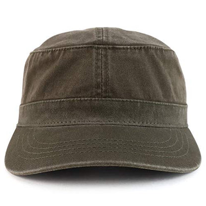 Trendy Apparel Shop Cotton Army Cap Military Flat Top Adjustable Baseball Cap - color: Dark Olive Green