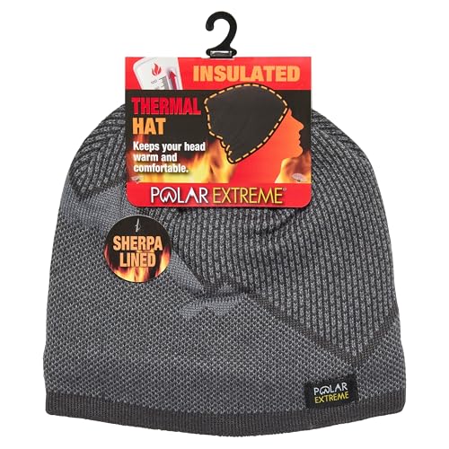 Polar Extreme Men's Sherpa-Lined Knit Winter Hat – Warm, Gift for Dad, Cold Weather - color: Grey Mountain