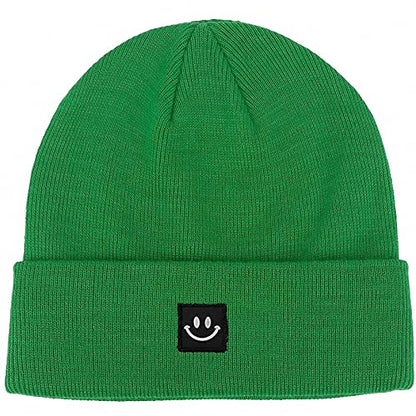 55cube Unisex Winter Beanie Hats Warm Thick Knit Cuffed Skullcaps - color: Solid Kelly Green