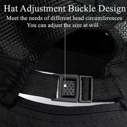 Outdoors Tribe Foldable Sun Hat for Women, Beach Foldable Mesh Fishing Cap, Wide Brim Ponytail Sun Hat - color: Watermelon Red 2