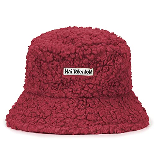 Magik Women Fashion Winter Bucket Hat Vintage Cloche Hats Wool Warmer Fisherman Cap - color: Burgundy