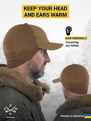 2SBR 2SABERS Mens Winter Hat with Earflaps and Visor - Warm Trucker Baseball Cap Hat - color: Coyote, size: X-Large