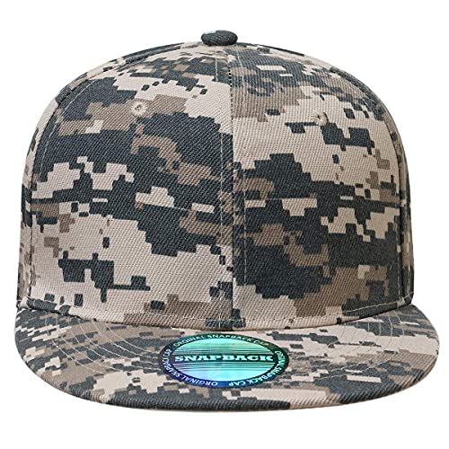 Falari Wholesale 12 Pack Snapback Hat Cap Hip Hop Style Flat Bill Blank Solid Color Adjustable Size - color: 12-pack Digital Camouflage