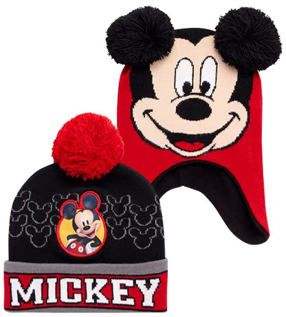 Disney Boys' Winter Hat - 2 Pack Lightning McQueen Pom Pom Beanie or Mickey Mouse Hat (4-7) - color: Mickey Mouse