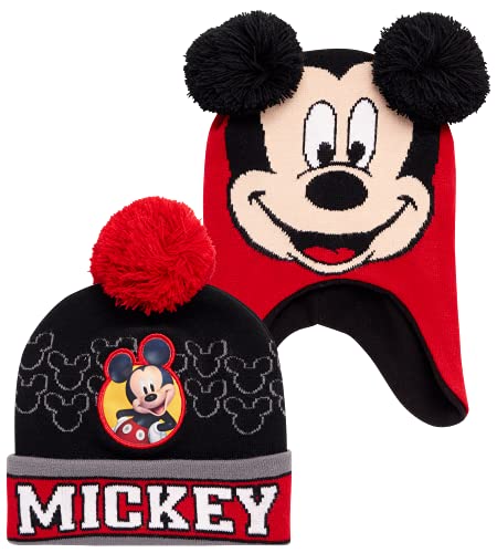 Disney Boys' Winter Hat - 2 Pack Lightning McQueen Pom Pom Beanie or Mickey Mouse Hat (4-7) - color: Mickey Mouse