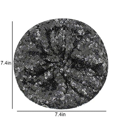 JUMISEE Sparkly Sequin Berets for Women Girls Fashion Beanie Hat Costume Accessories for Festival Party Dance - color: Black